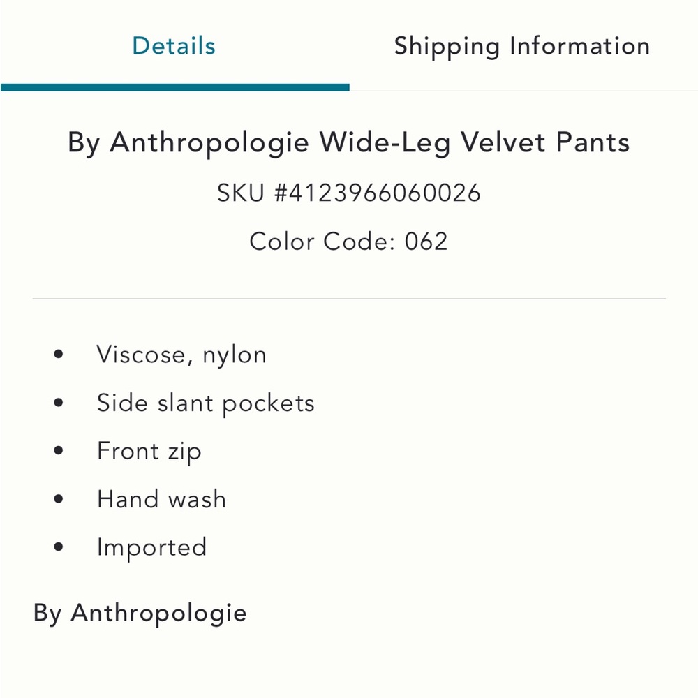 ✨ Anthropologie Wide-Leg Velvet Pants Sz S - Picture 5 of 7